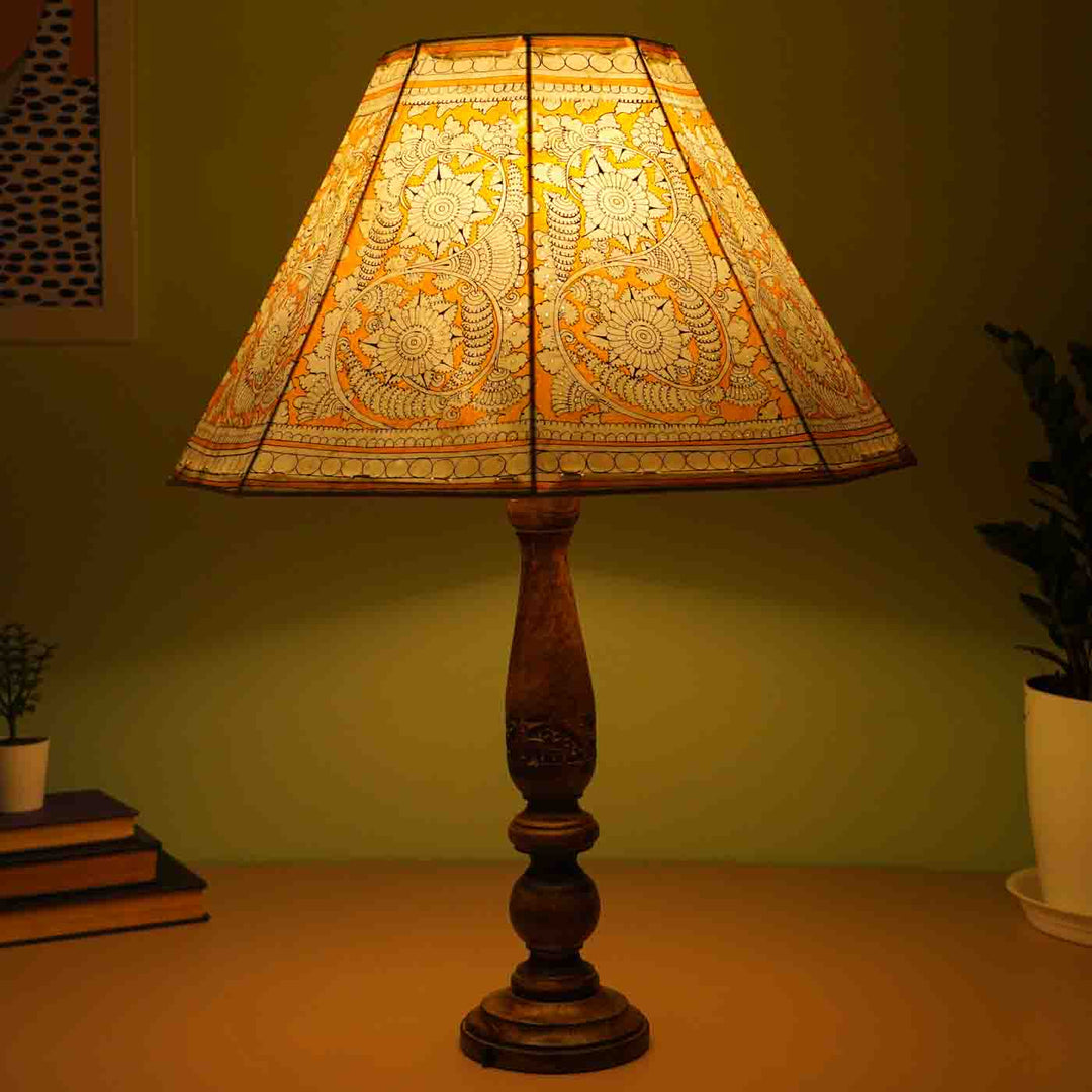 16 inch | Yellow Floral Hand Painted Tholu Bommalata Lamp Shade