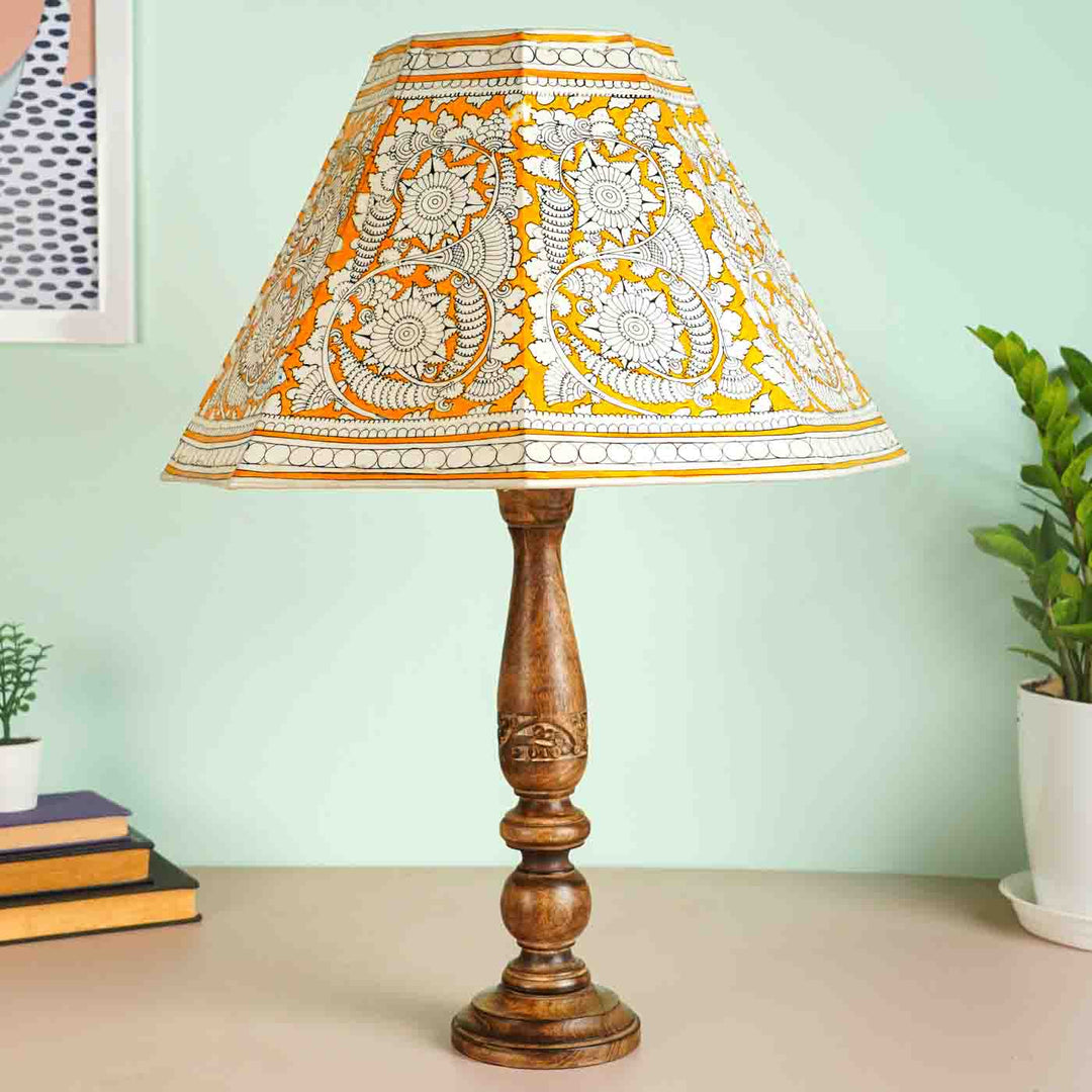 16 inch | Yellow Floral Hand Painted Tholu Bommalata Lamp Shade