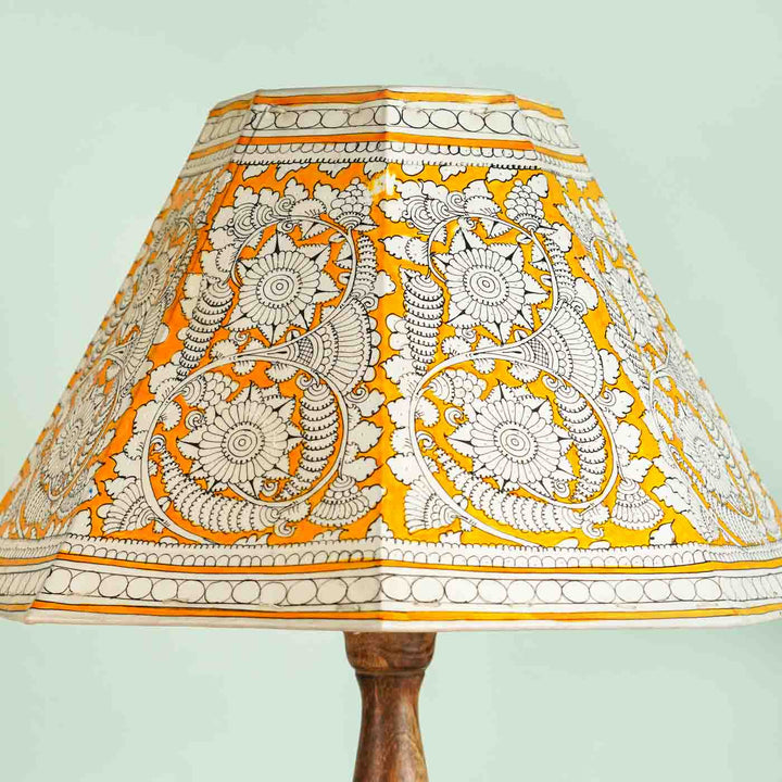 16 inch | Yellow Floral Hand Painted Tholu Bommalata Lamp Shade