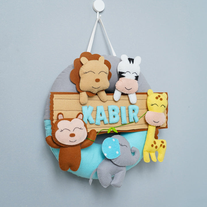 Personalized Felt Jungle Theme Kids Name Plate 3 - Hanging Wall Decoration with Name