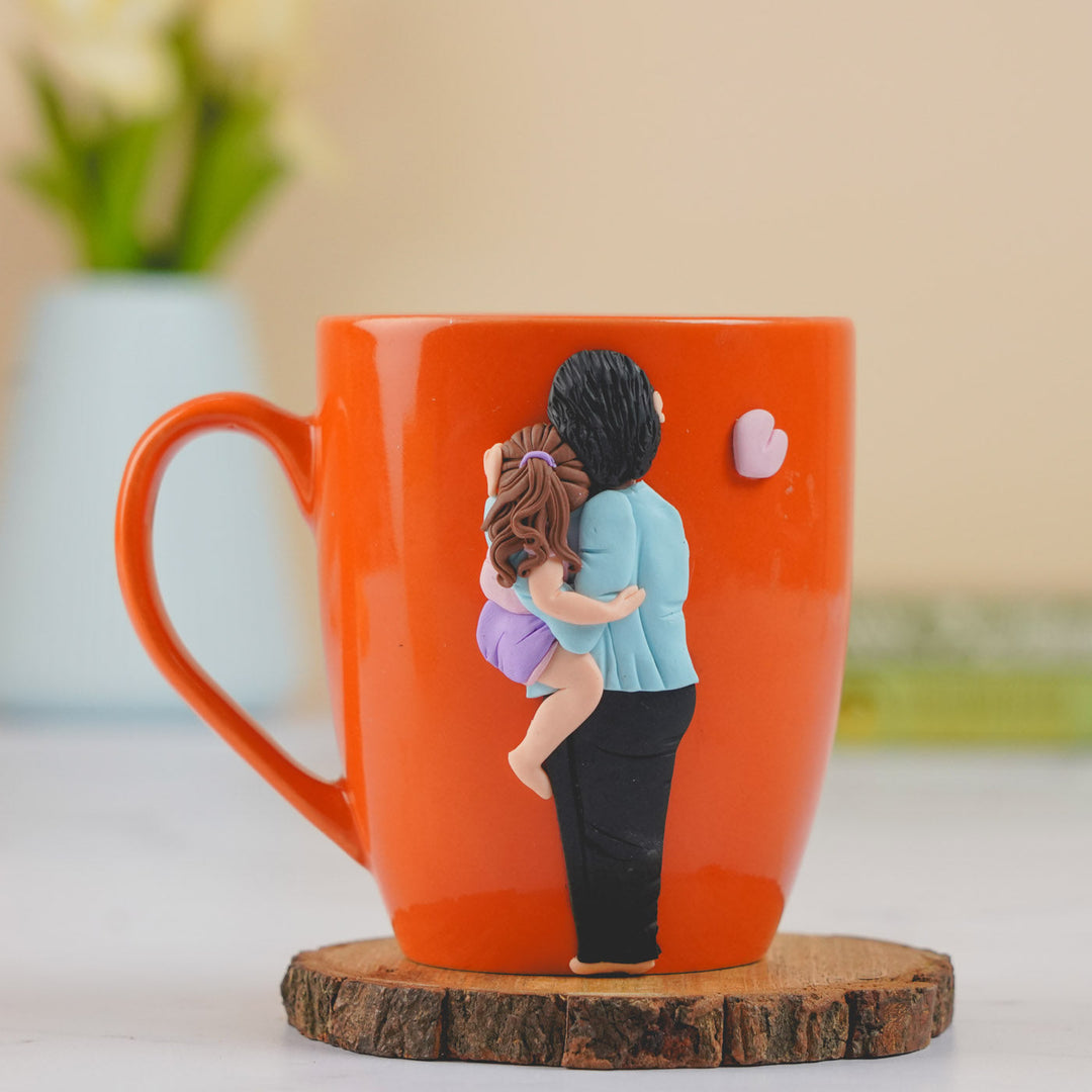 Customized Handmade Polymer Clay Parent And Child Mug