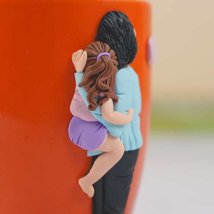 Customized Handmade Polymer Clay Parent And Child Mug