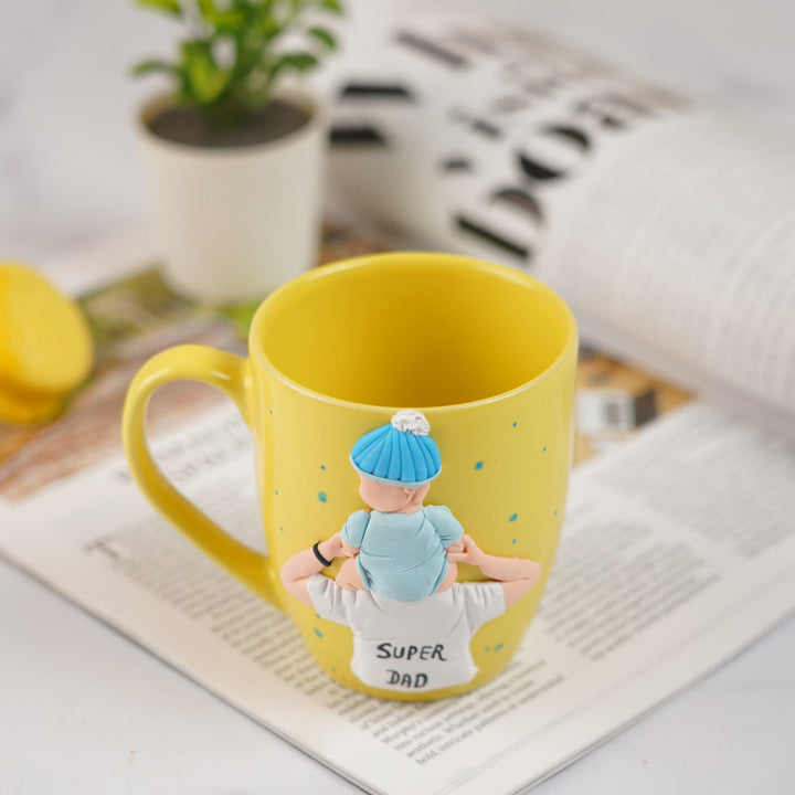 Customized Handmade Polymer Clay Dad And Kid Theme Mug