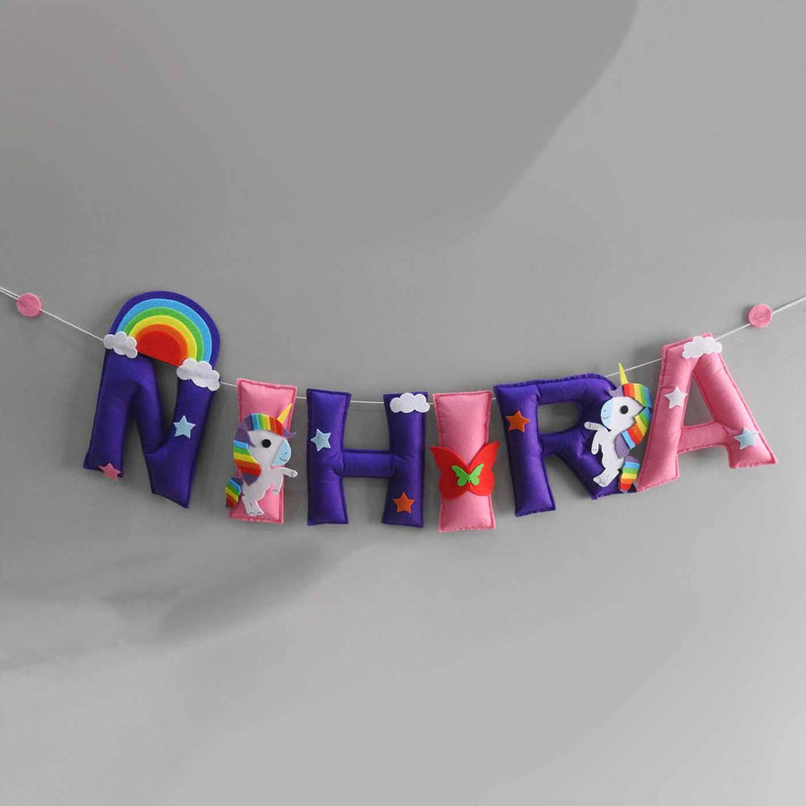 Personalized Handmade Unicorn Theme Felt Bunting Craftworld - Hanging Name Banner Display