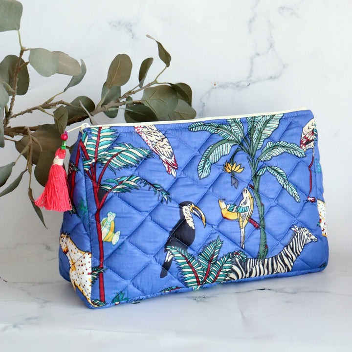 Personalized Handmade Printed Floral Cotton Makeup Bag | 12.5 x 9 Inch