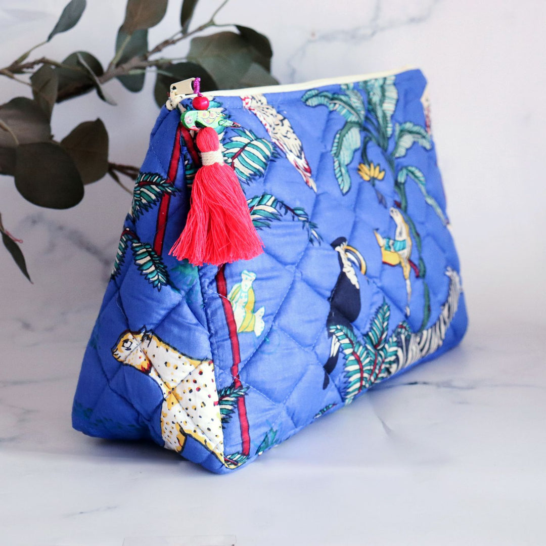 Personalized Handmade Printed Floral Cotton Makeup Bag | 12.5 x 9 Inch