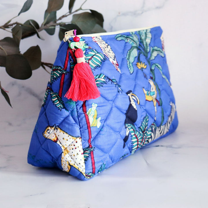 Personalized Handmade Printed Floral Cotton Makeup Bag | 12.5 x 9 Inch