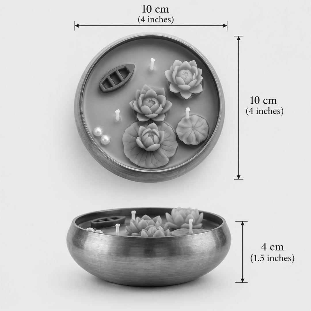 Handmade Shubha Gendaphool Design Metal Urli Soy Wax Scented Candle For Festive Decor