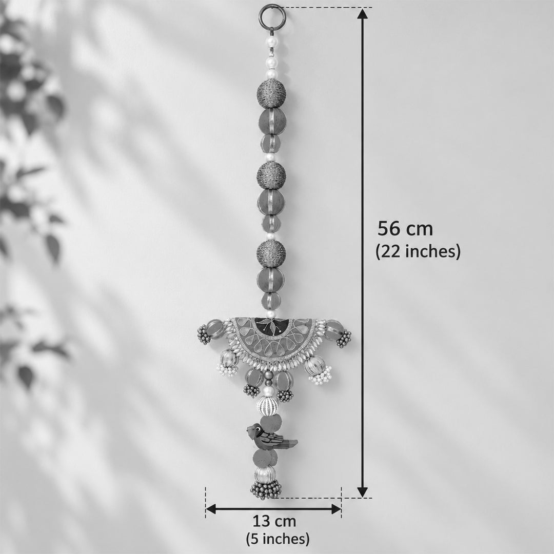 2 Pc | Handmade Peacock Gota Patti Hangings With Zari Balls For Festive Decor