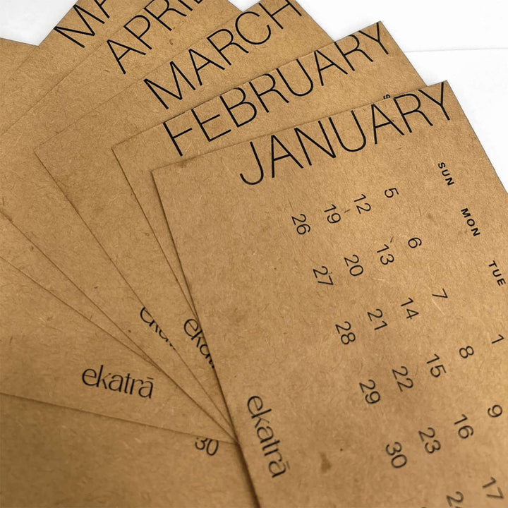 Handmade Brown 2026 Desk Calendar With Stand