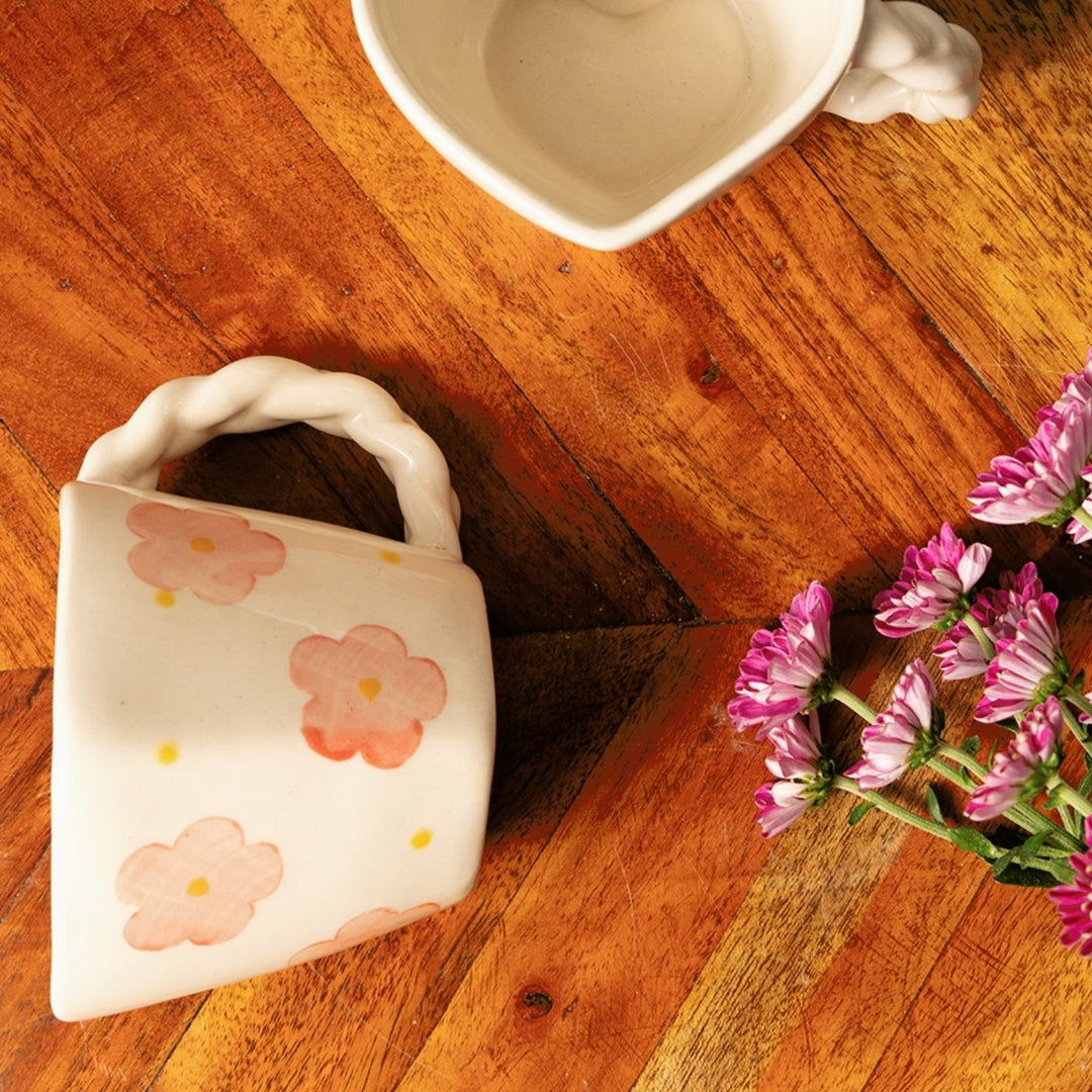 Handpainted Dil Mil Heart Shape Mug | Set of 2