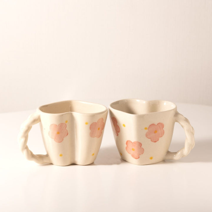 Handpainted Dil Mil Heart Shape Mug | Set of 2