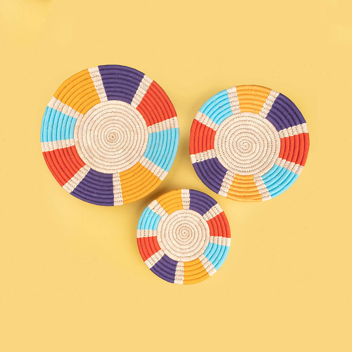Handcrafted Sabai Grass Multi-coloured Rays Wall Plate