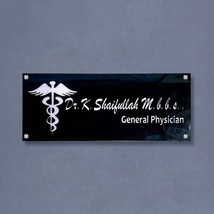 Personalized Waterproof Doctor Acrylic Led Name Plate - Mounted on Wall Close-up