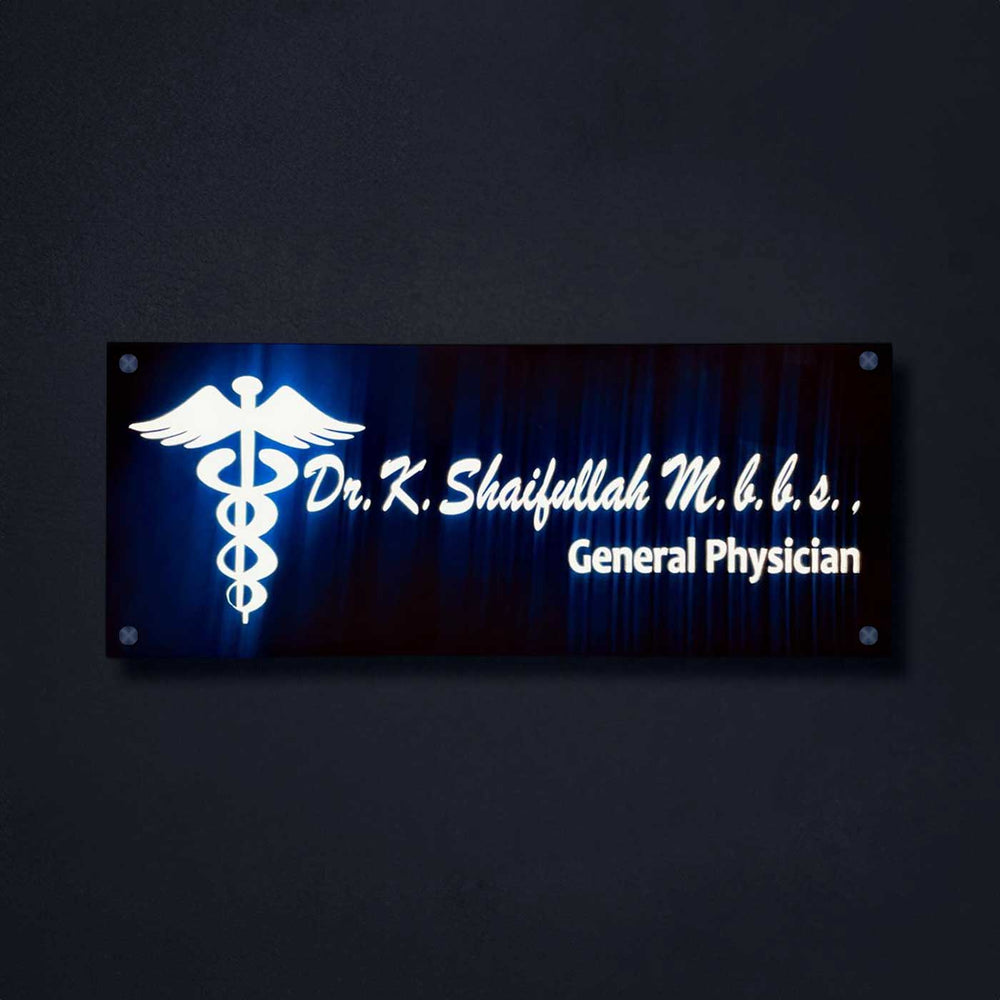 Personalized Waterproof Doctor Acrylic Led Name Plate - Illuminated Wall Mounted Sign