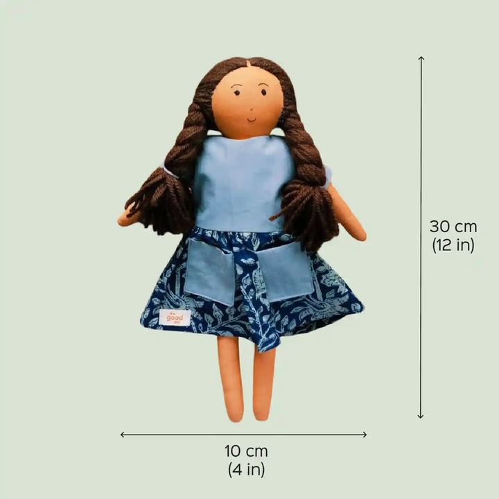 Nilah in Low Waist Dress With Changeable Outfits | Soft Hand-Stitched Sustainable Indian Play Doll