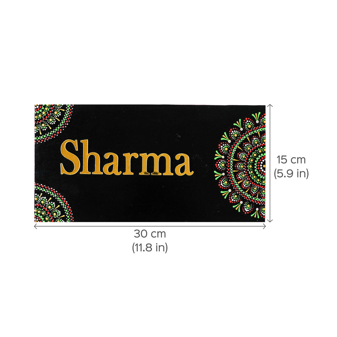 Handcrafted Mandala Personalized Mdf Name Plate 1 - Dimension Chart with Name Example