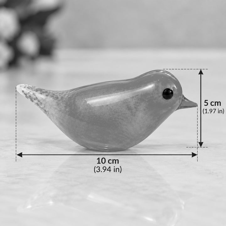 Blown Glass Forest Green Bird Figurine For Home Decor