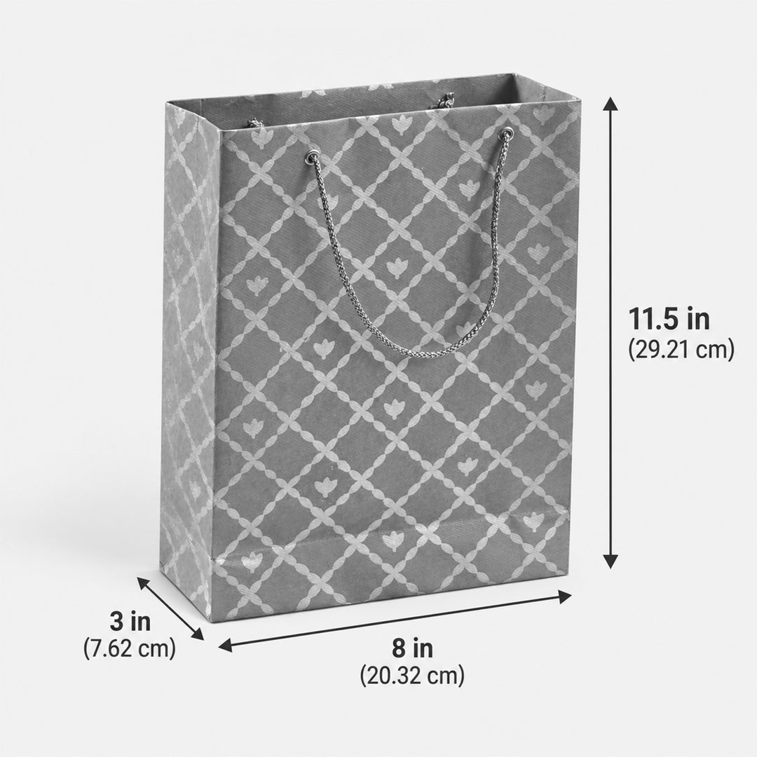 "Box Flower Maze" Handmade Golden Screen Printed Small Paper Bag For Festive Gifting
