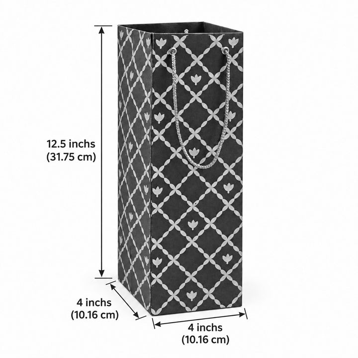 "Lotus" Handmade Golden Screen Printed Bottle Paper Bag For Festive Gifting