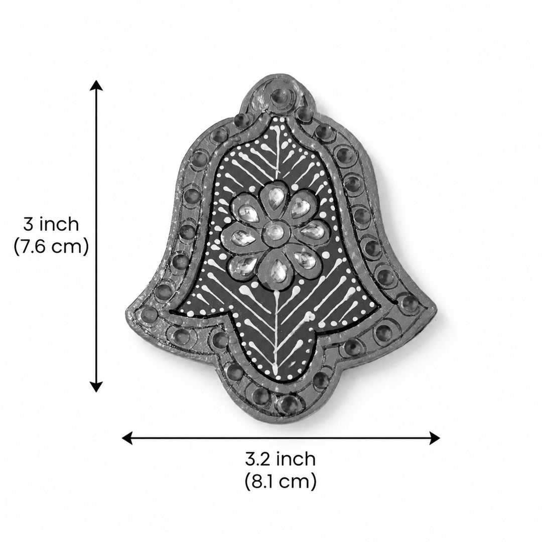 Meenakari "Asopalav" Hand Painted Green MDF Haldi Kumkum Holder With Rotating Lid For Puja & Return Gifting