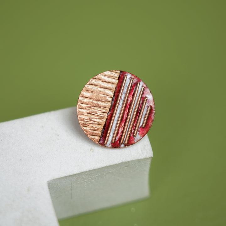 Hand Crafted Small Fire Copper Enamel Crinkle Set
