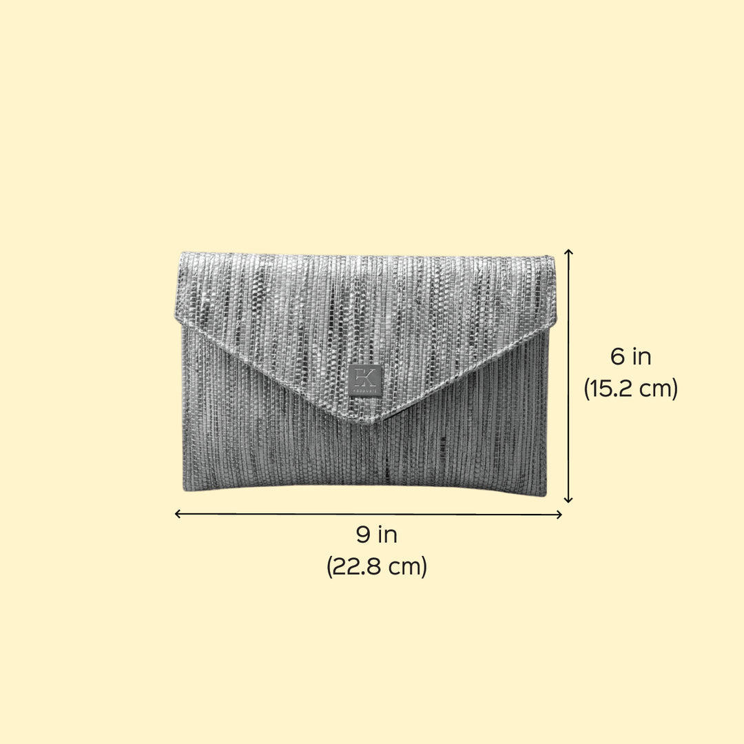 Golden and Silver Striped Upcycled Plastic Handcrafted Envelope Clutch Sling
