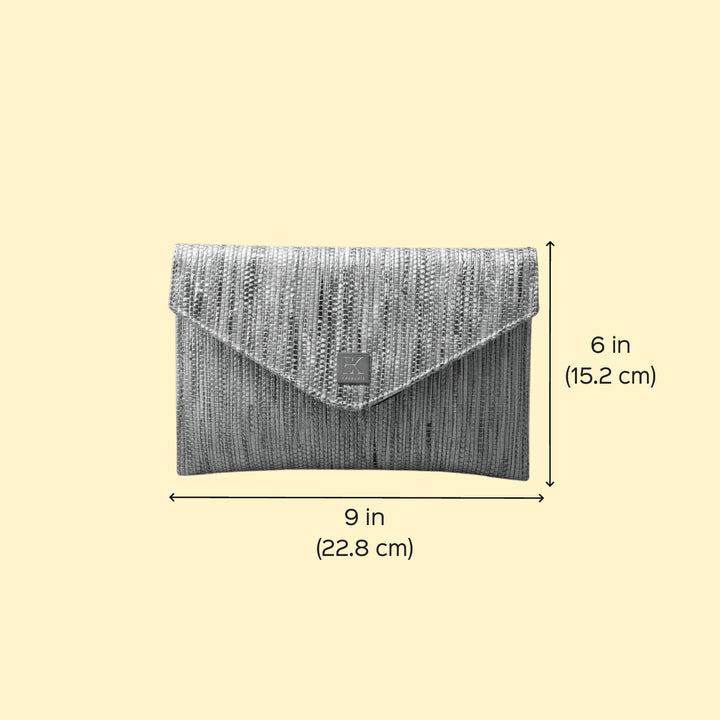 Golden and Silver Striped Upcycled Plastic Handcrafted Envelope Clutch Sling