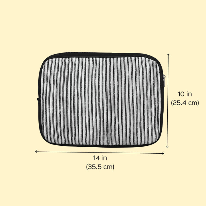 Handcrafted Silver and White Striped Upcycled Plastic 14" Laptop Sleeve