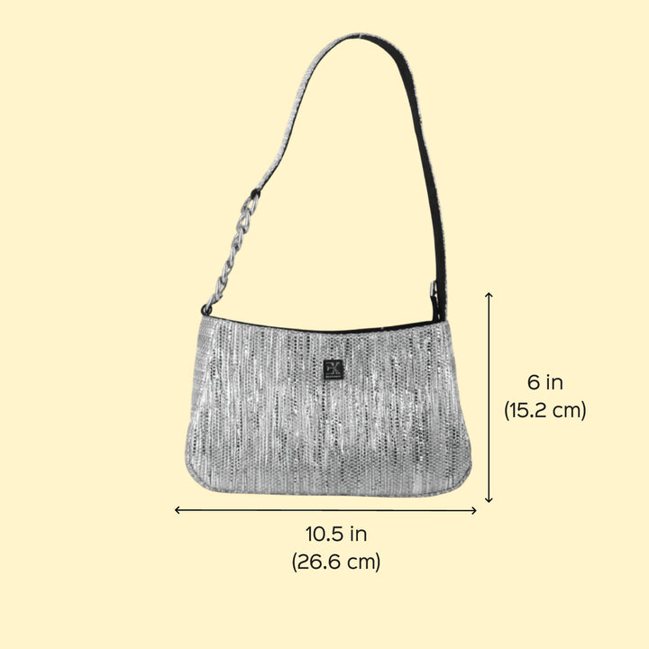 Abstract Black and White Striped Upcycled Plastic Handcrafted Mini Baguette Handbag