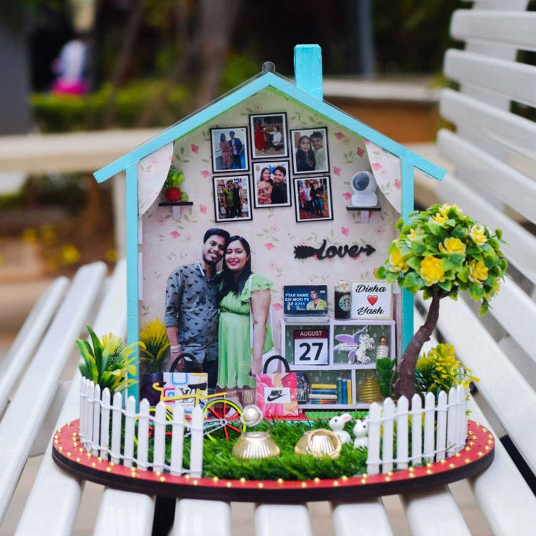 Photo Personalized House Shaped MDF Wood Engagement Platter