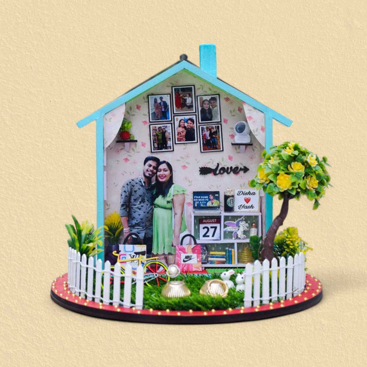 Photo Personalized House Shaped MDF Wood Engagement Platter
