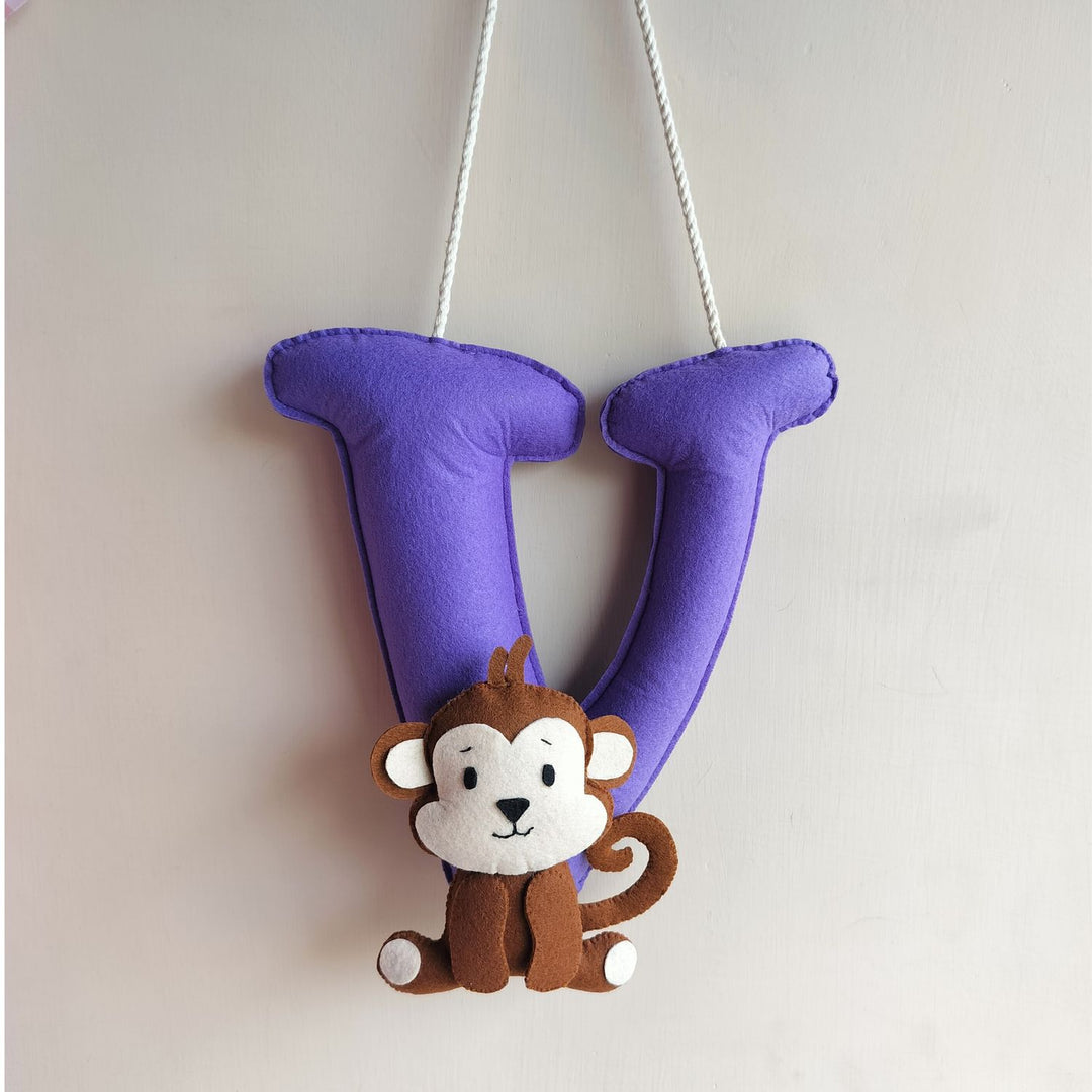 Customised Jumbo Felt Letters Initial Hanging For Kids - Hanging from Rope Against Wall