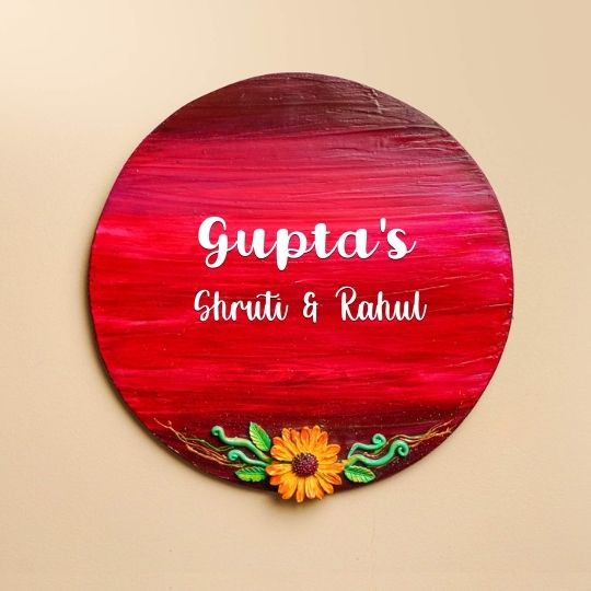Personalized Sunflower Blosoom Theme Mdf Wood Name Plate - Front View with Name Personalization (2)
