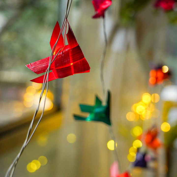 10m, 38 Bulbs | Eco-Friendly Handmade Decorative Multicolour Fish Bamboo LED Fairy Light