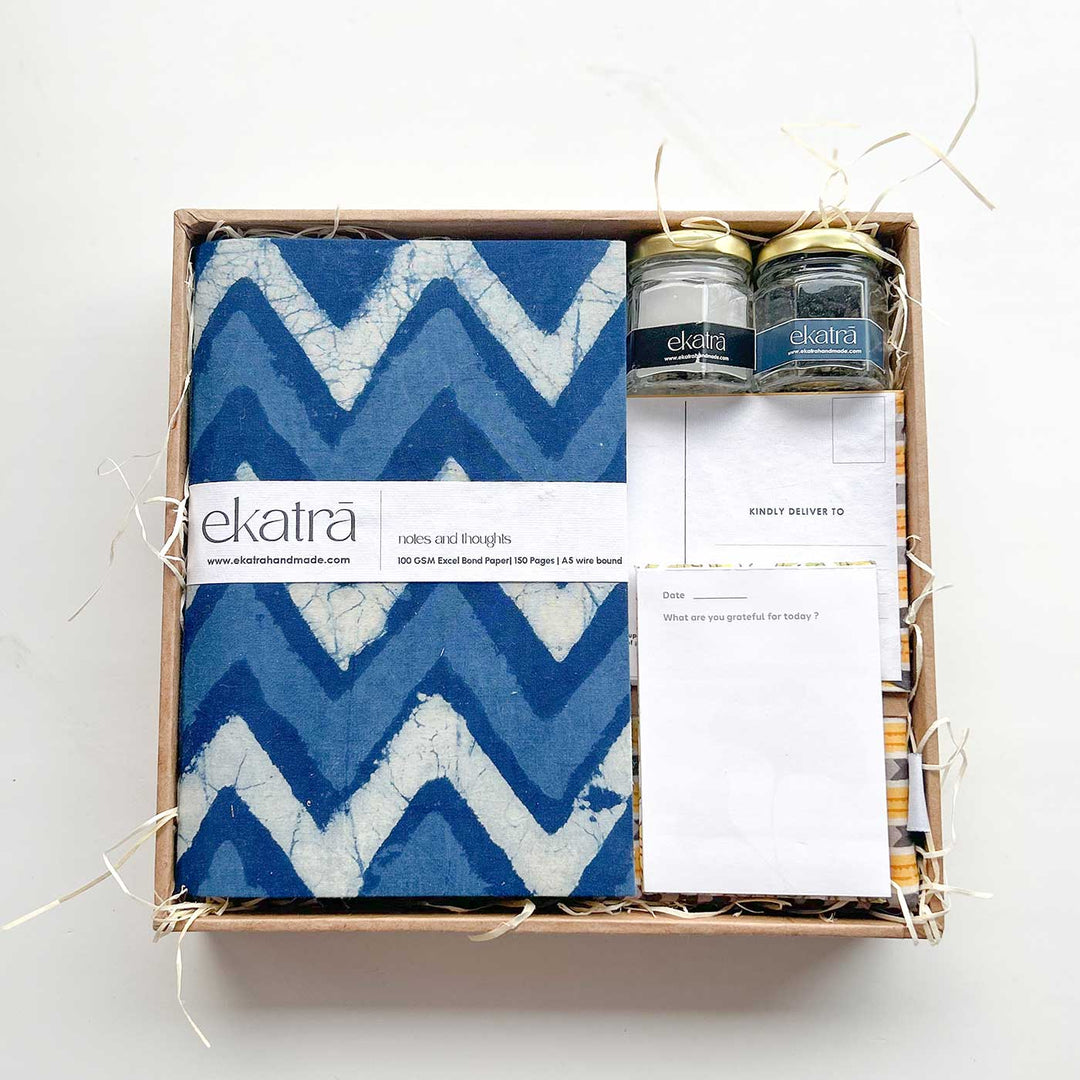 Eco-friendly Handmade Blue Chevron Gratitude Hamper