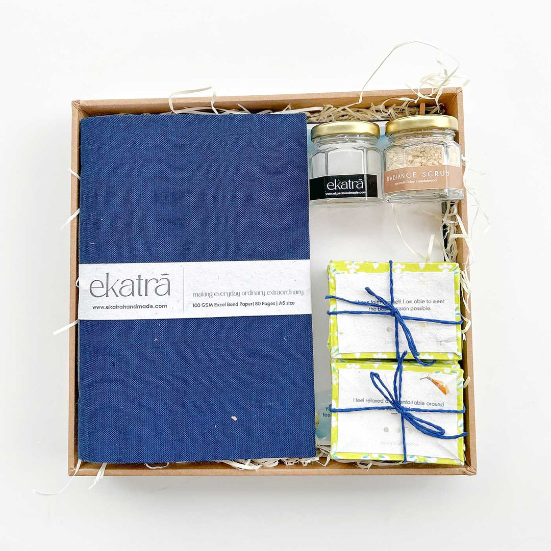 Eco-friendly Handmade Blue Solid Journal & Self-Care Hamper