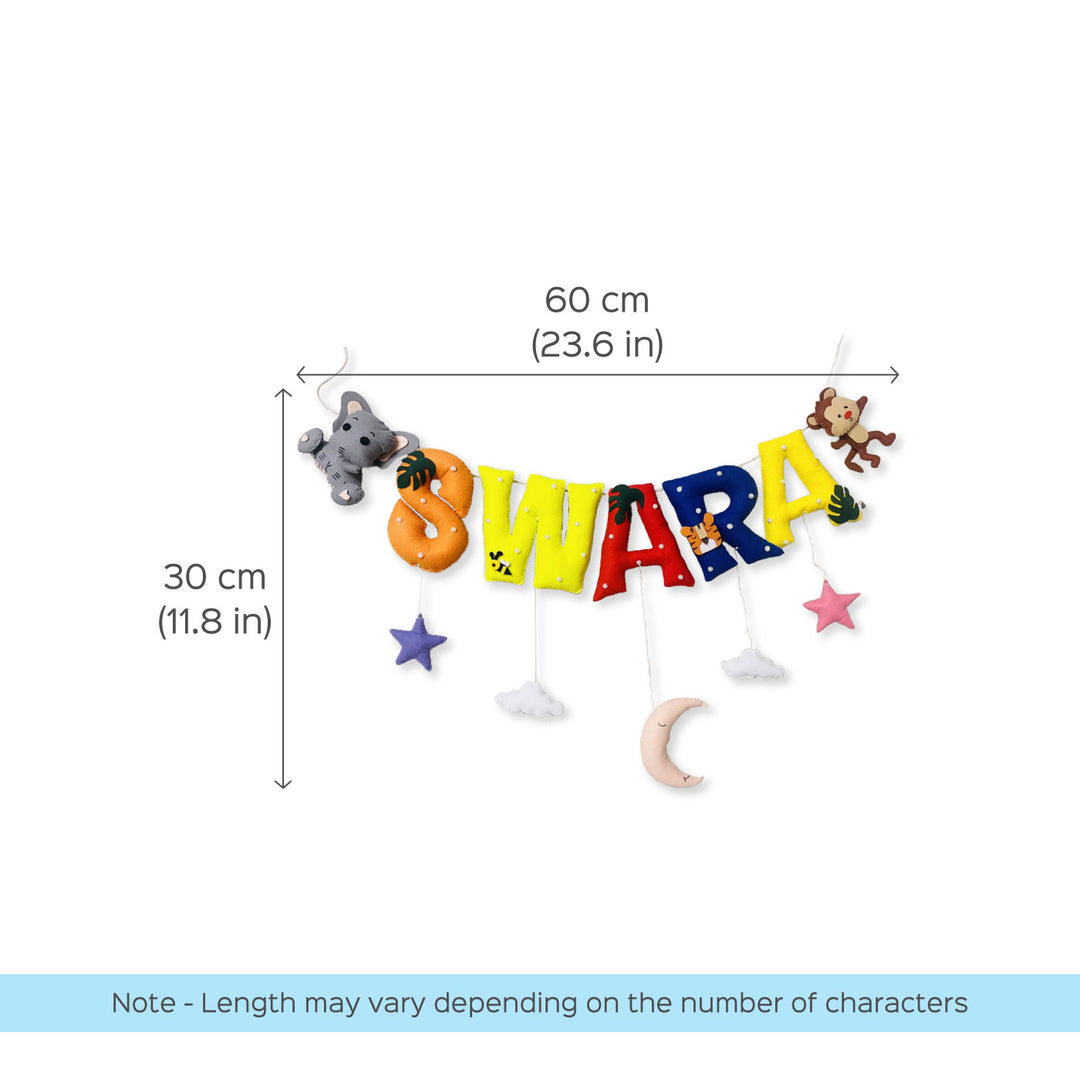 Handcrafted Personalized Ele Monkey Bunting For Kids - Dimension Chart with Hanging Letters
