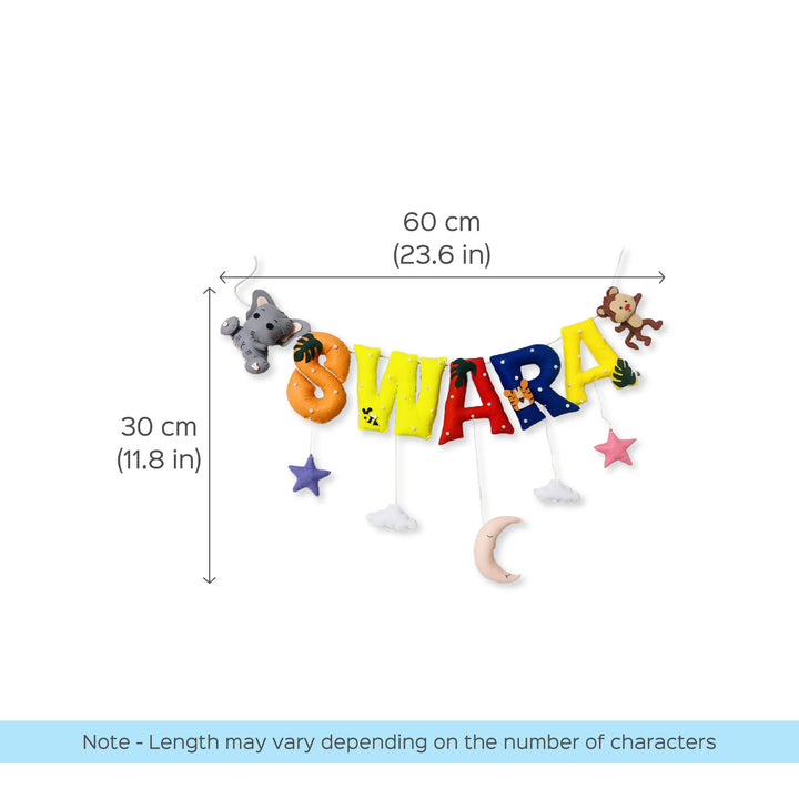 Handcrafted Personalized Ele Monkey Bunting For Kids - Dimension Chart with Hanging Letters