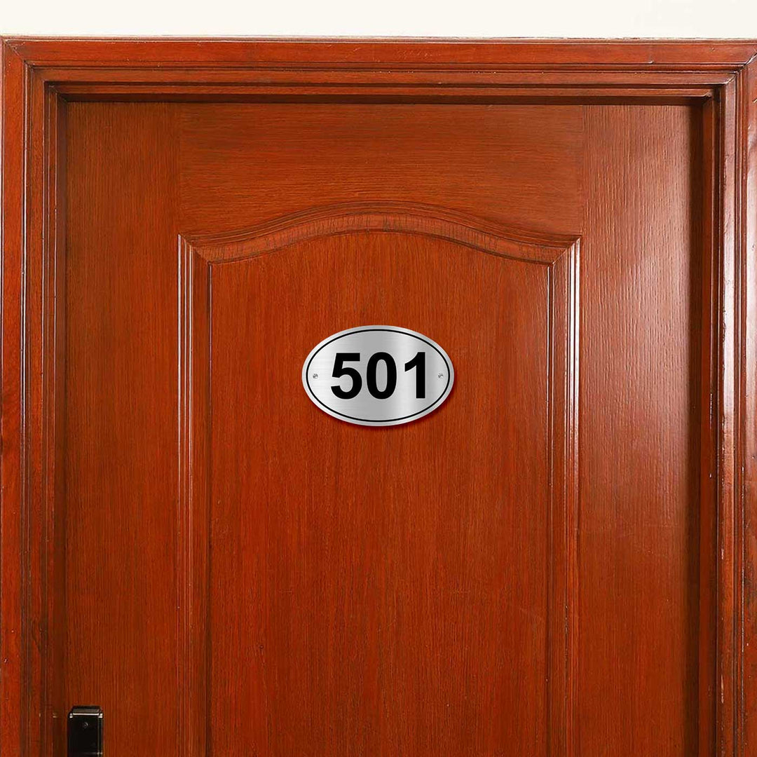Personalized Oval Minimalist Stainless Steel Number Plate