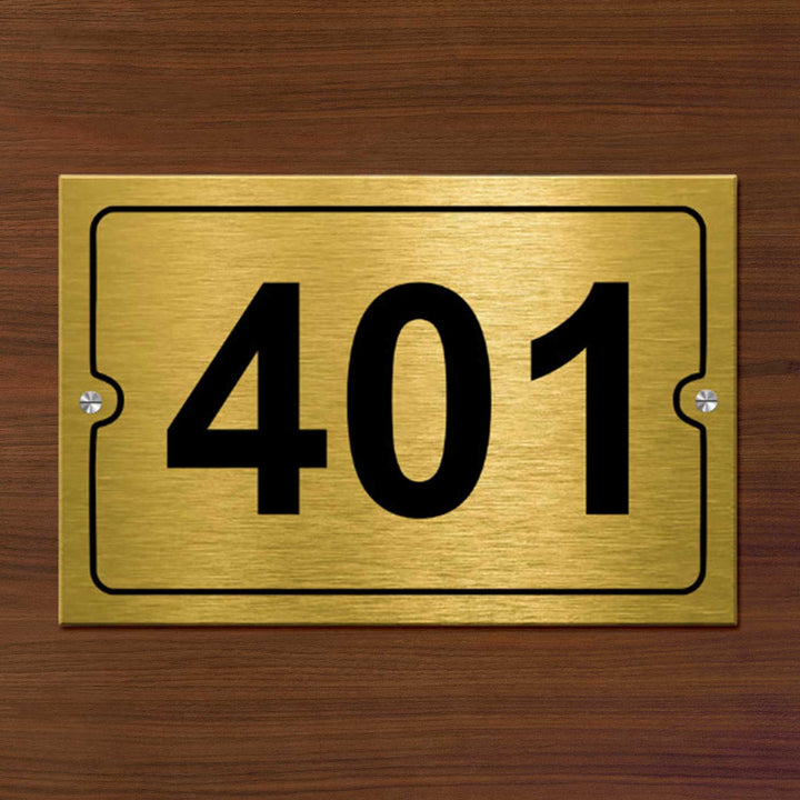 Personalized Rectangle Gold Stainless Steel Number Plate | Weather Proof, Glossy Mirror Finish