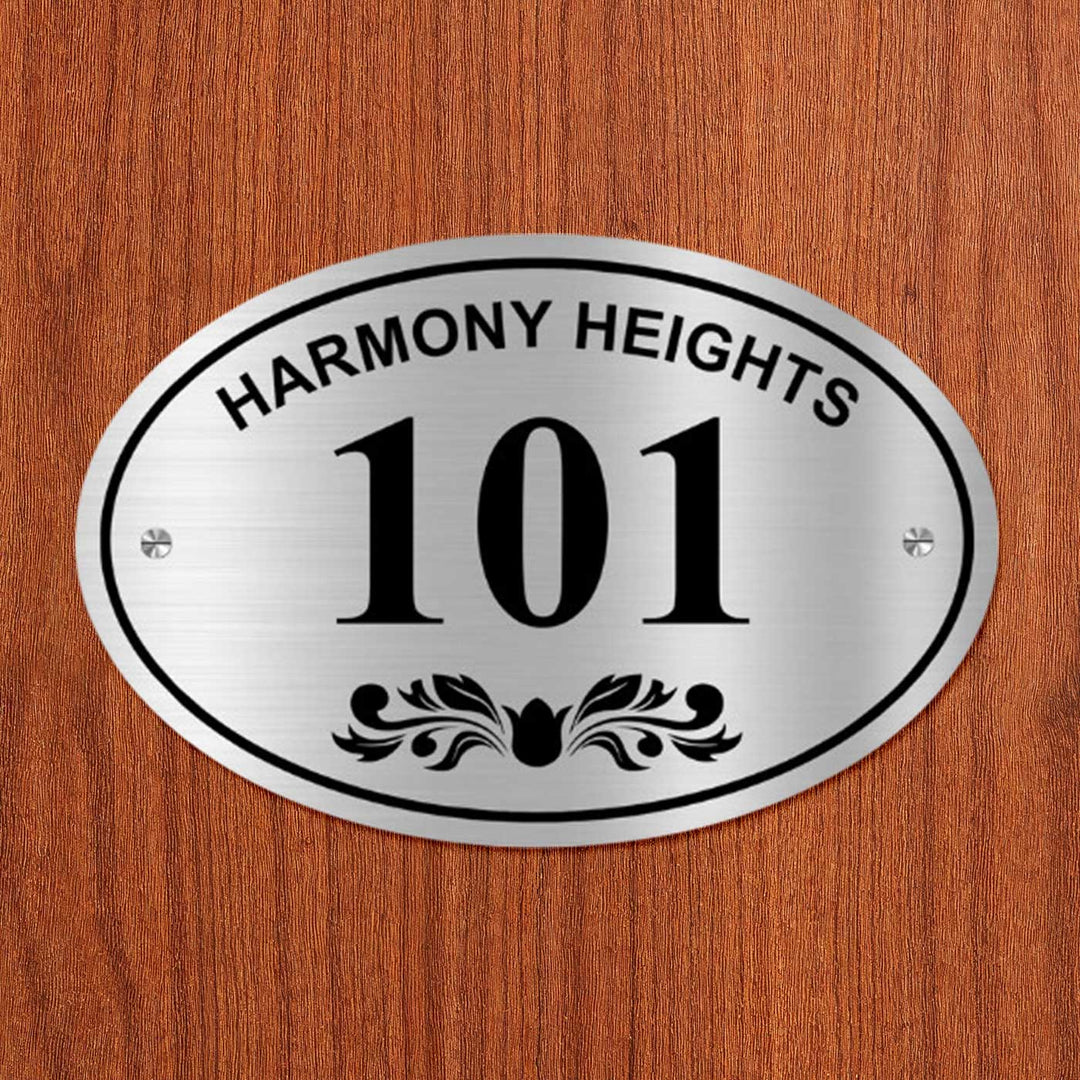Personalized Oval Elegant Stainless Steel Number Plate