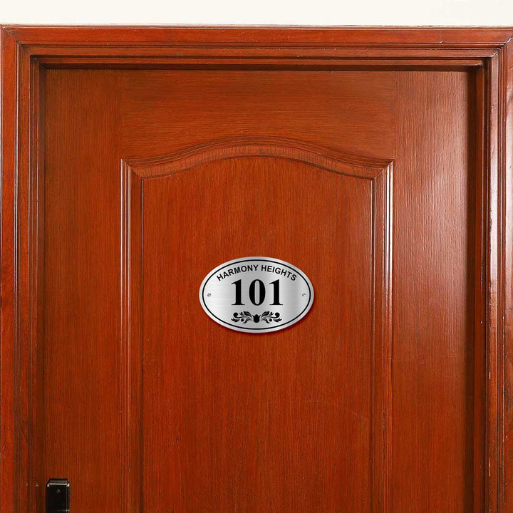 Personalized Oval Elegant Stainless Steel Number Plate
