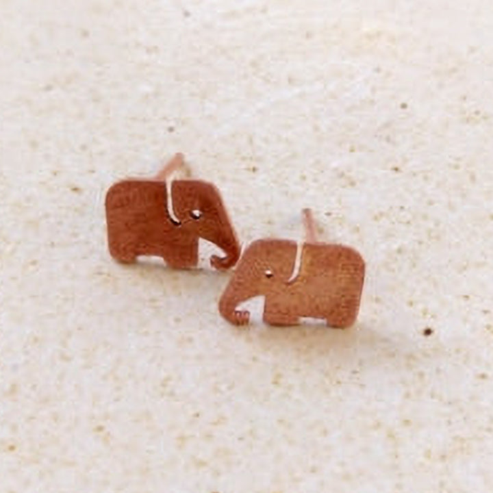 Modern Ellie The Elephant Copper Stud Earrings