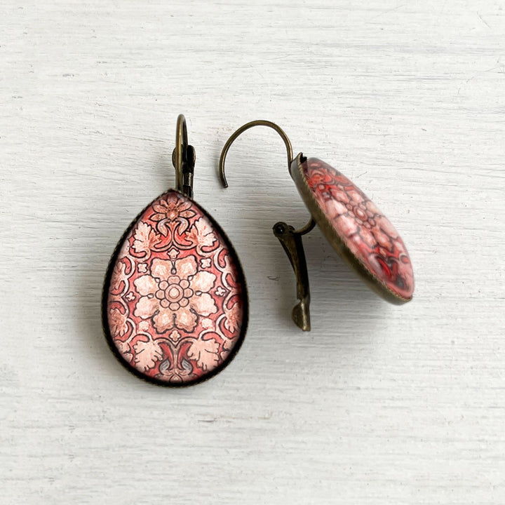 Tipu Sultan’s Palace Red Soffit Panel Art Metal Earrings