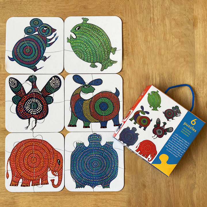 Handcrafted Folk Art Rakhi Hamper For Toddlers With Rice Roli Haldi 2 - Completed puzzles with packaging