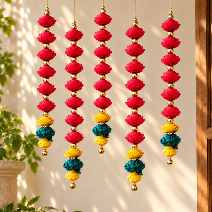 2 Pc | Handmade Chrimson Charm Shola Flower Hangings