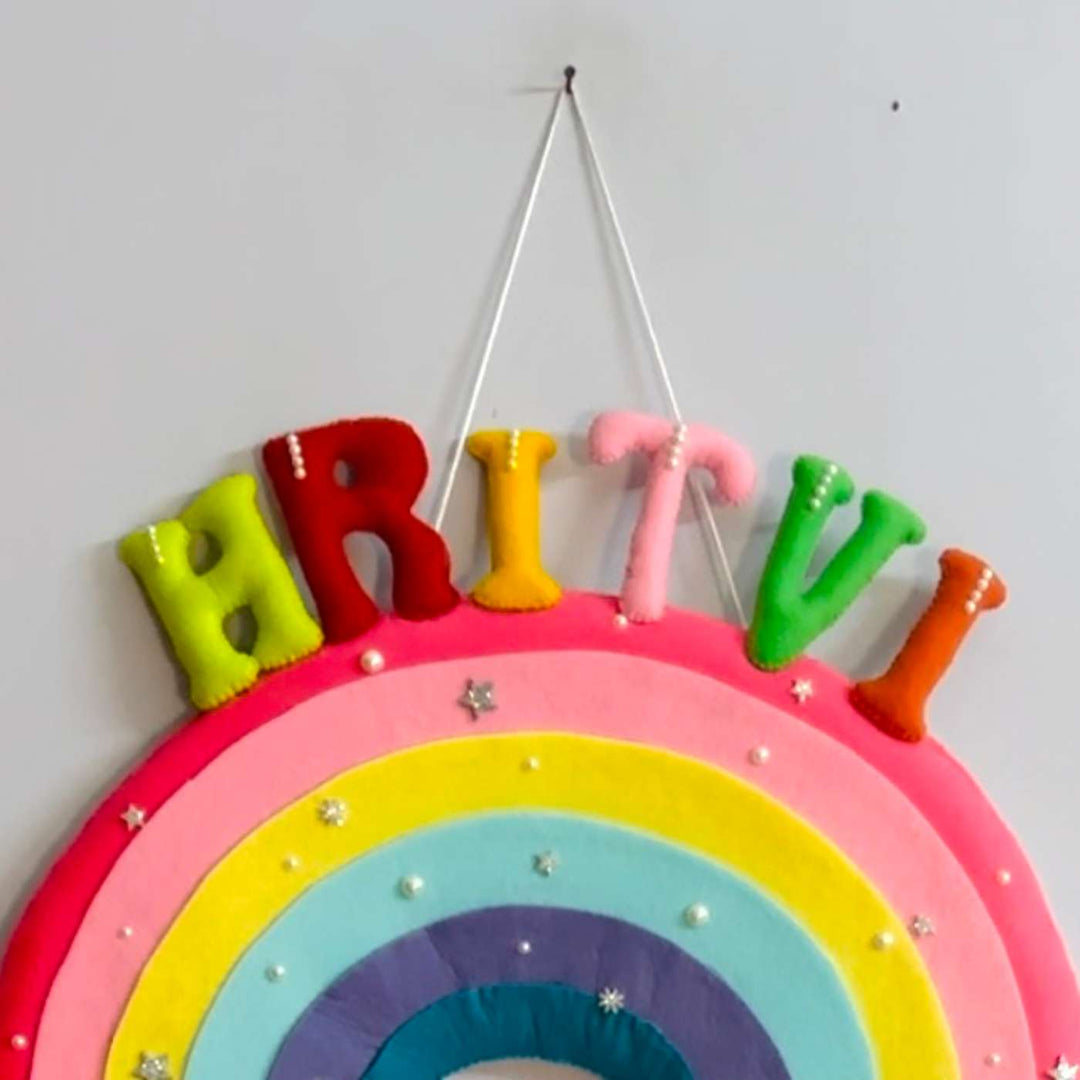 Personalized Handmade Unicorn & Rainbow Theme Felt Kids Name Plate
