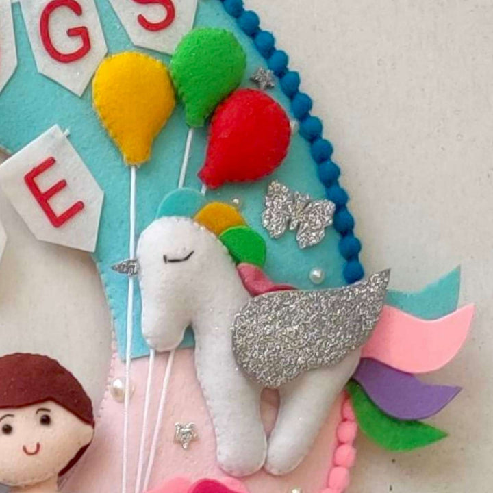 Personalized Handmade Round Felt Kids Name Plate For Siblings