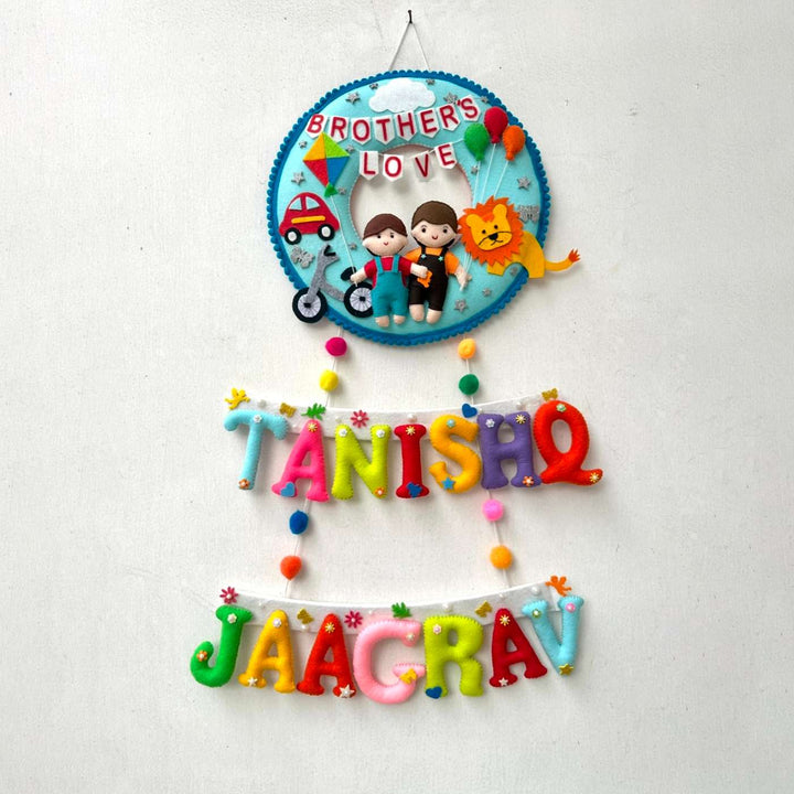 Personalized Handmade Car & Lion Theme Felt Kids Name Plate